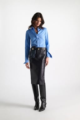 Dorothee Schumacher Leather pencil skirt midnight navy