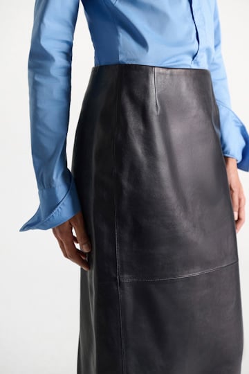 Dorothee Schumacher Leather pencil skirt midnight navy