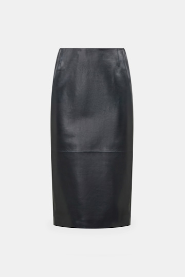 Dorothee Schumacher Leather pencil skirt midnight navy