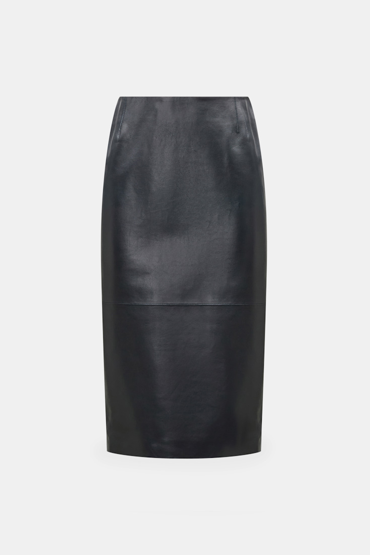 Dorothee Schumacher Leather pencil skirt midnight navy