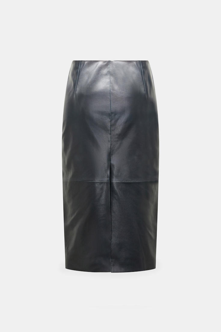 Dorothee Schumacher Leather pencil skirt midnight navy