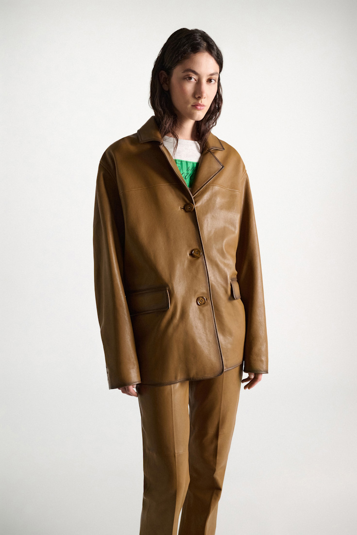 Dorothee Schumacher Leather blazer saffron