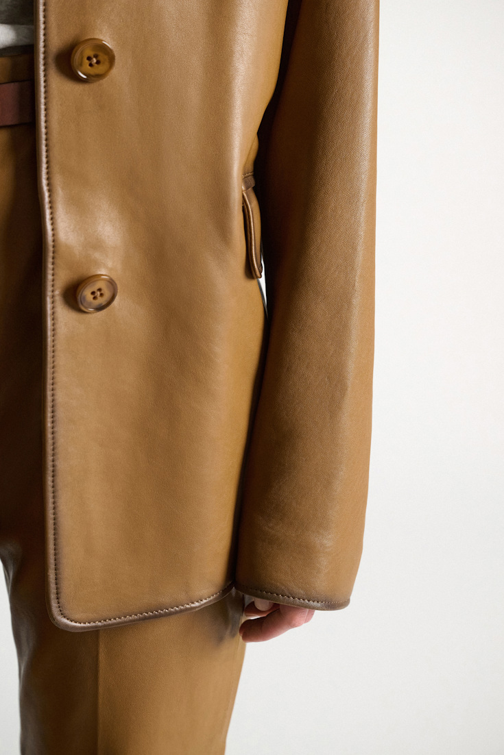 Dorothee Schumacher Leather blazer saffron
