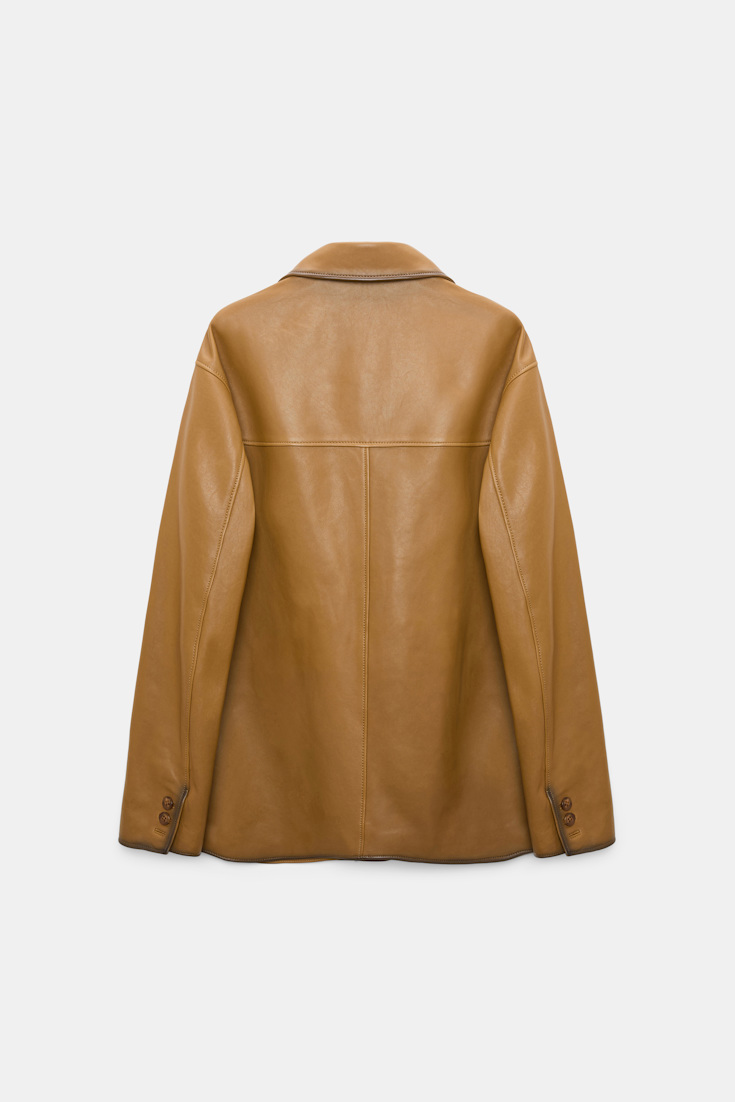 Dorothee Schumacher Leather blazer saffron