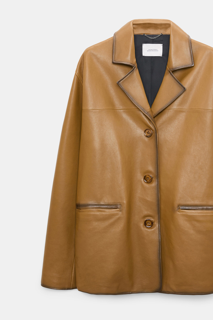 Dorothee Schumacher Leather blazer saffron