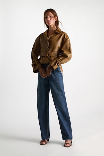Dorothee Schumacher Belted leather jacket saffron