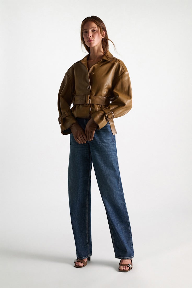 Dorothee Schumacher Belted leather jacket saffron