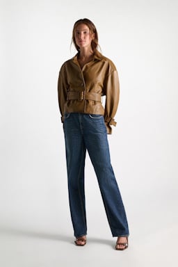 Dorothee Schumacher Belted leather jacket saffron