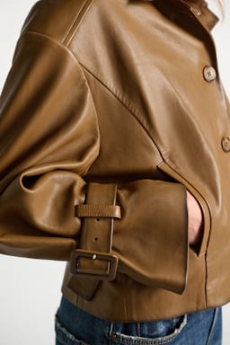 Dorothee Schumacher Belted leather jacket saffron