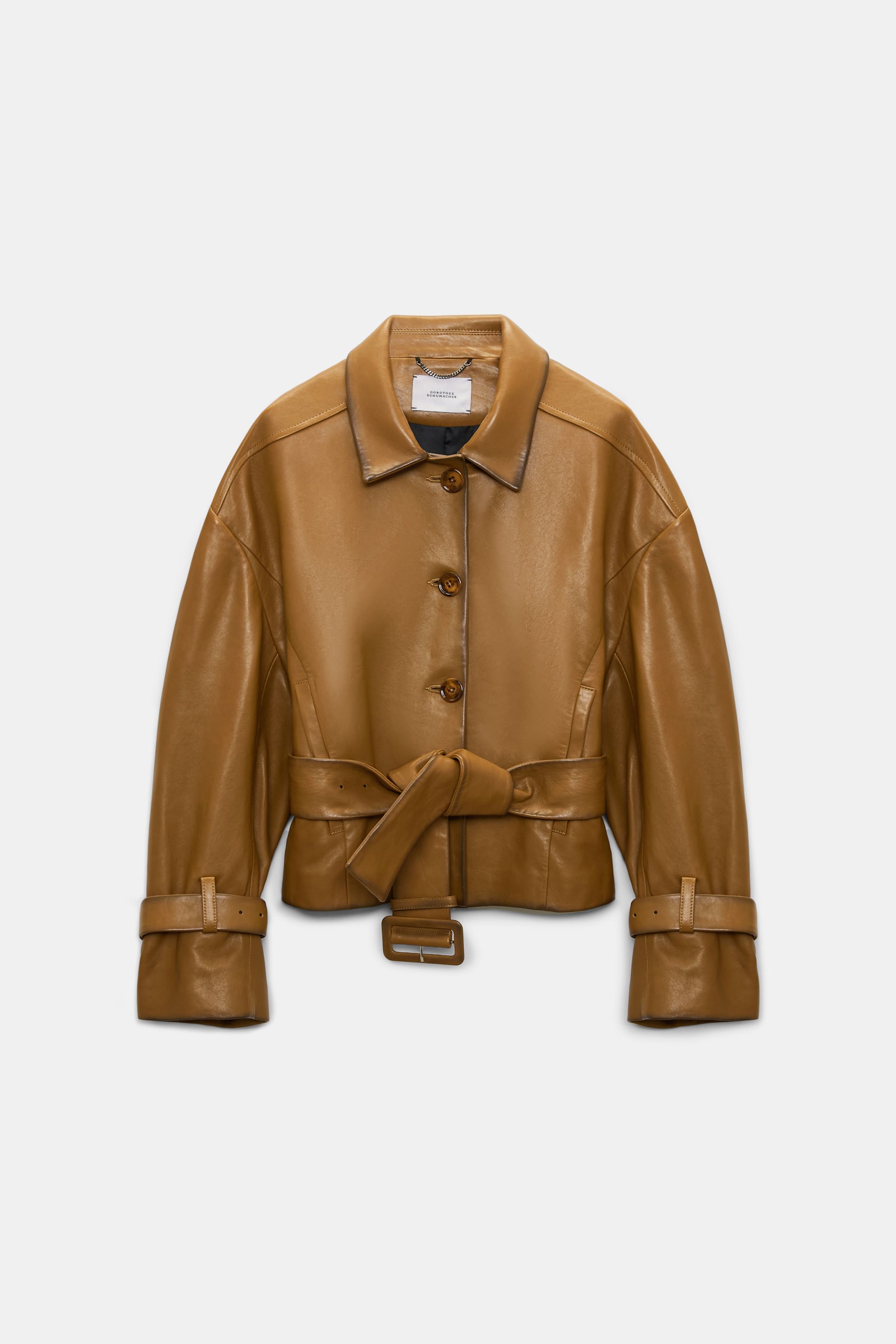 Dorothee Schumacher Belted leather jacket saffron