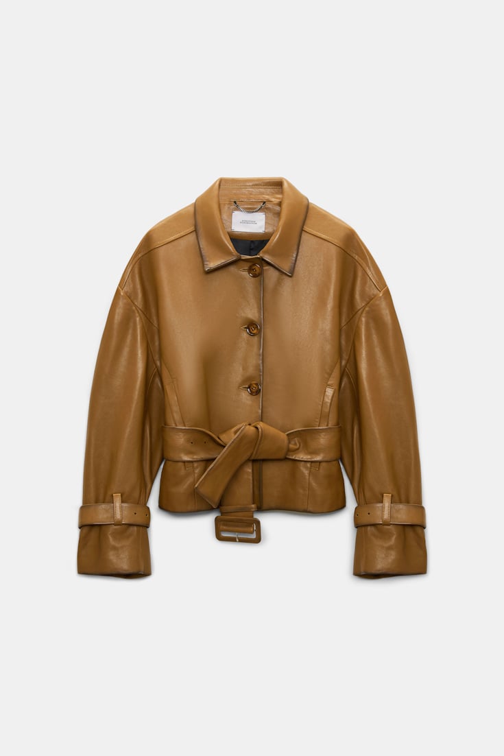 Dorothee Schumacher Belted leather jacket saffron