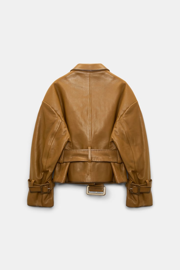 Dorothee Schumacher Belted leather jacket saffron