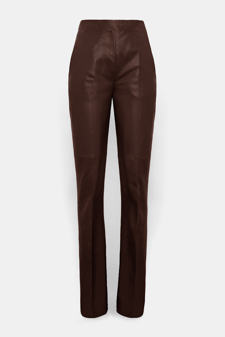 Dorothee Schumacher Long Kickflared Lederhose porcini Product Front View