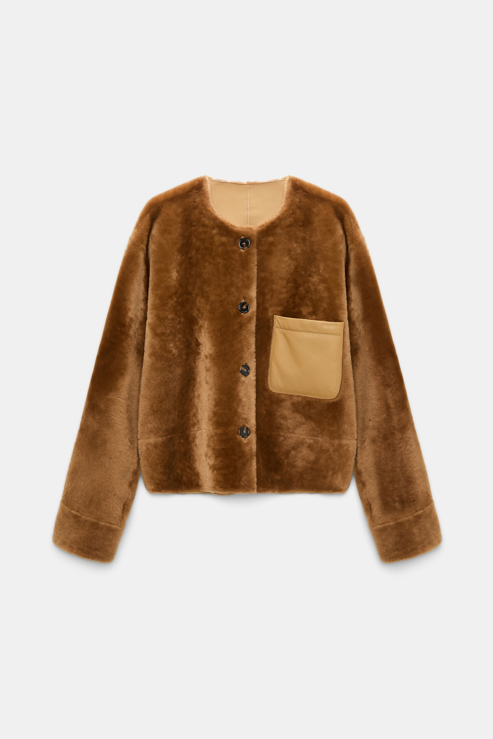 Dorothee Schumacher Reversible lamb fur jacket cinnamon tweed Product Front View