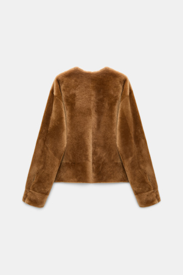 Dorothee Schumacher Reversible lamb fur jacket cinnamon tweed Product Detail View