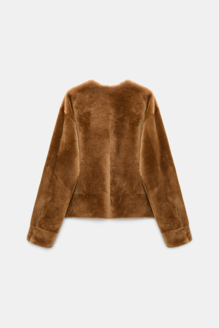 Dorothee Schumacher Reversible lamb fur jacket cinnamon tweed Product Detail View