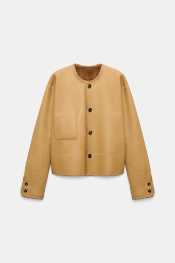 Dorothee Schumacher Reversible lamb fur jacket cinnamon tweed Product Detail View