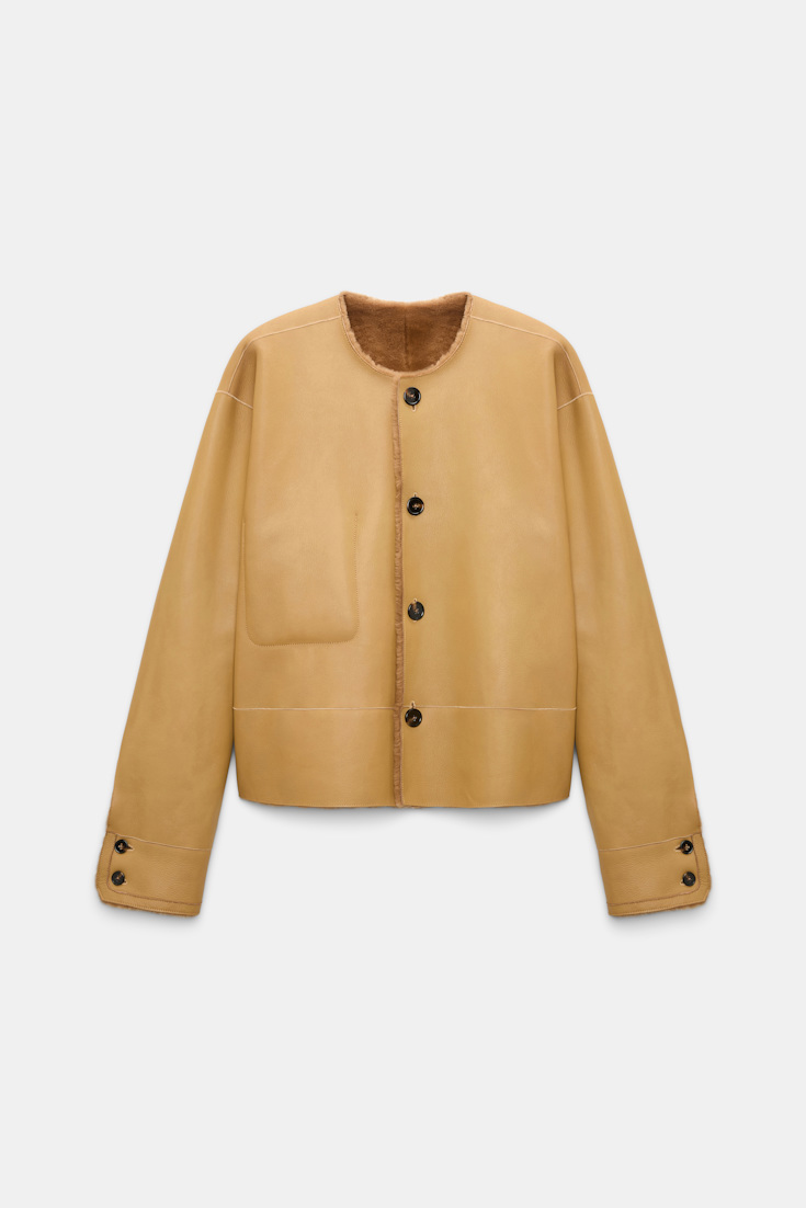 Dorothee Schumacher Reversible lamb fur jacket cinnamon tweed Product Detail View