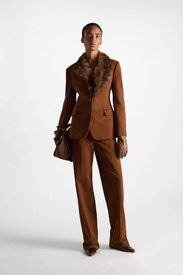 Dorothee Schumacher Lamb fur collar porcini top dye