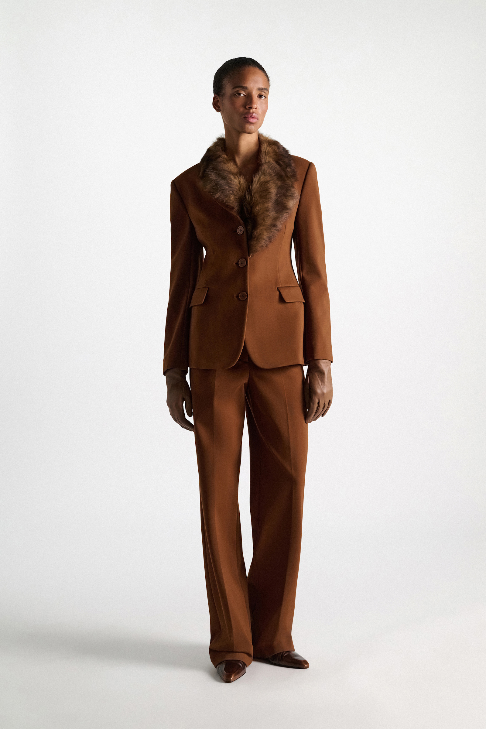 Dorothee Schumacher Lamb fur collar porcini top dye