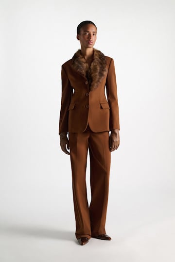 Dorothee Schumacher Lamb fur collar porcini top dye