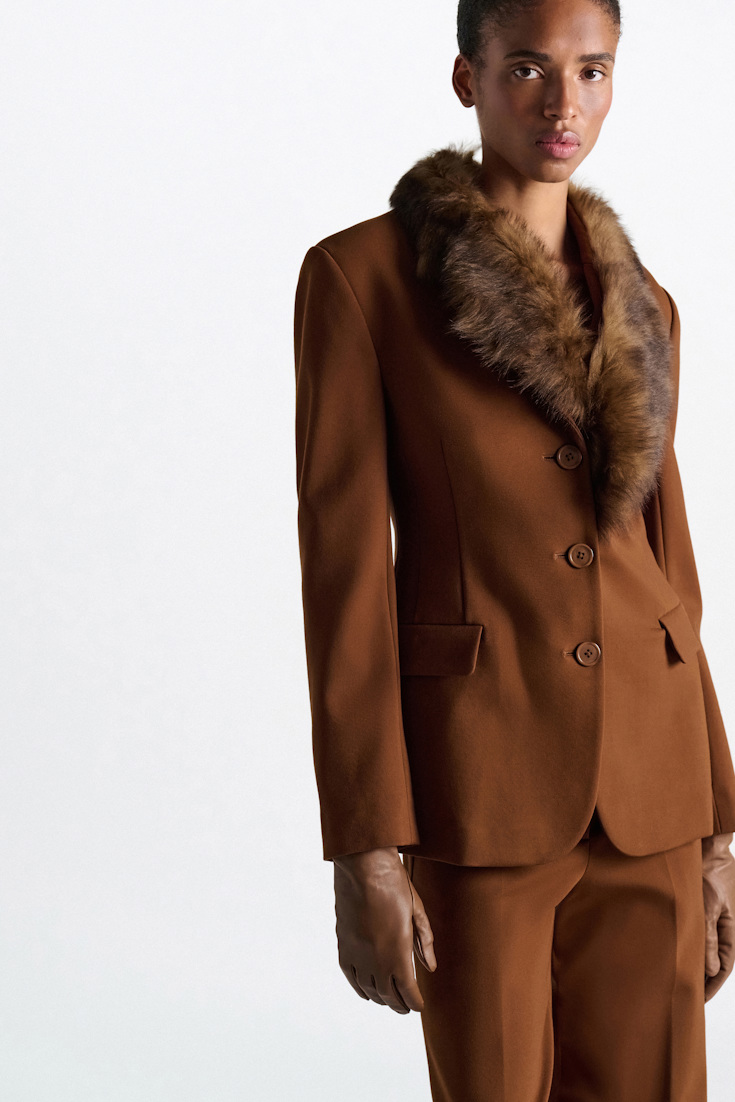 Dorothee Schumacher Lamb fur collar porcini top dye