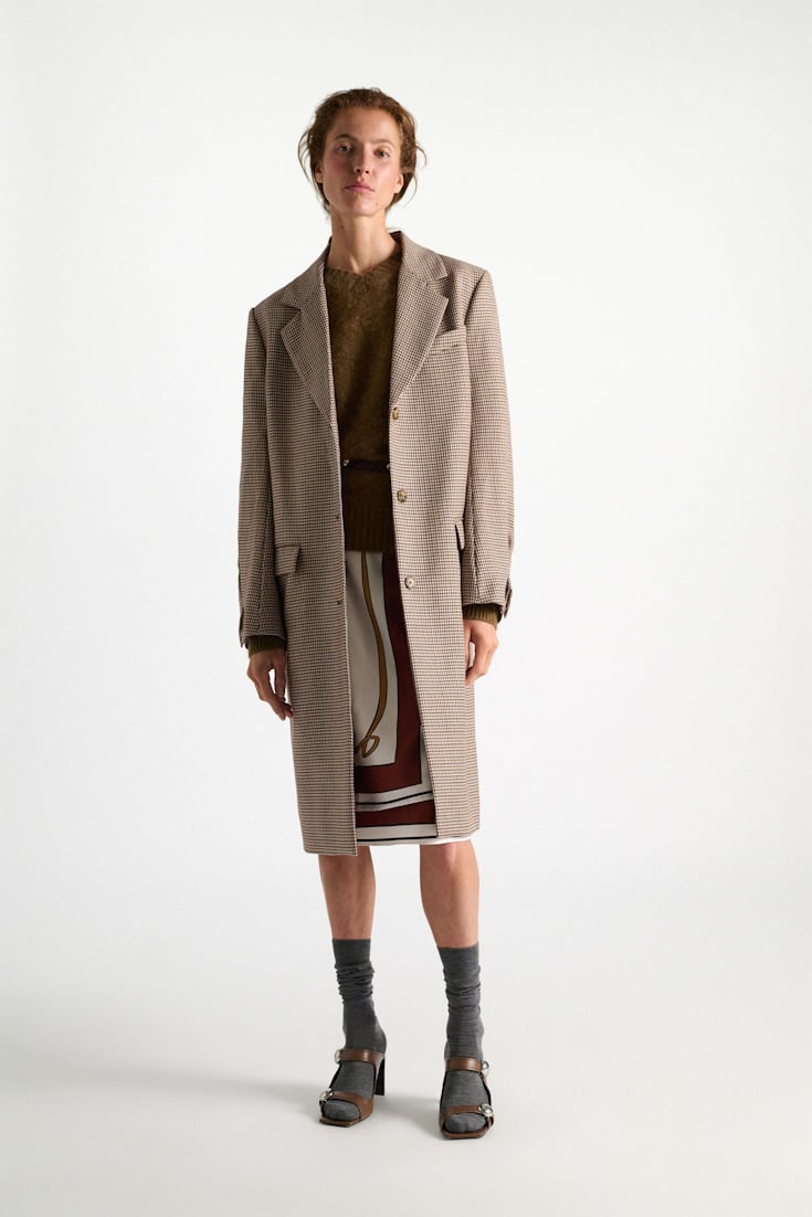 Dorothee Schumacher Virgin wool checked coat beige check