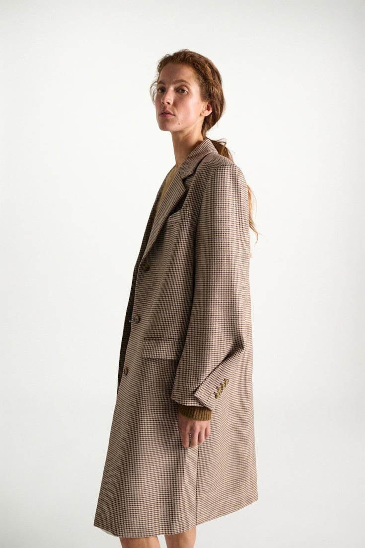Dorothee Schumacher Virgin wool checked coat beige check