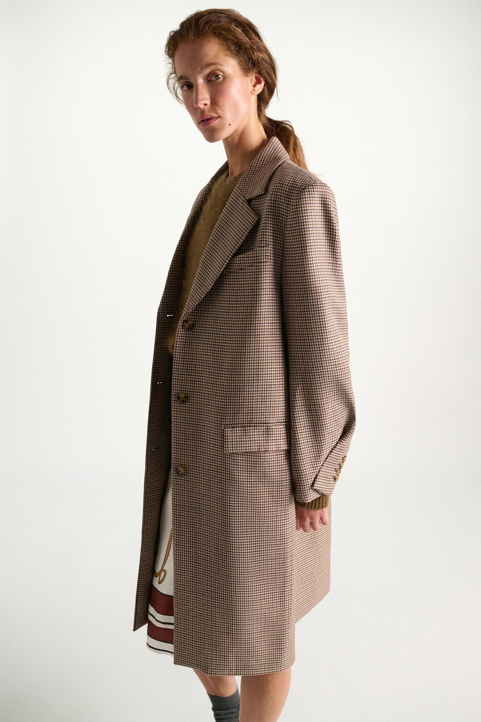 Dorothee Schumacher Virgin wool checked coat beige check