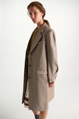 Dorothee Schumacher Virgin wool checked coat beige check
