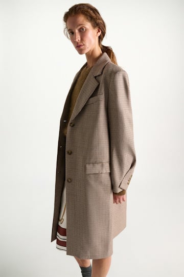 Dorothee Schumacher Virgin wool checked coat beige check