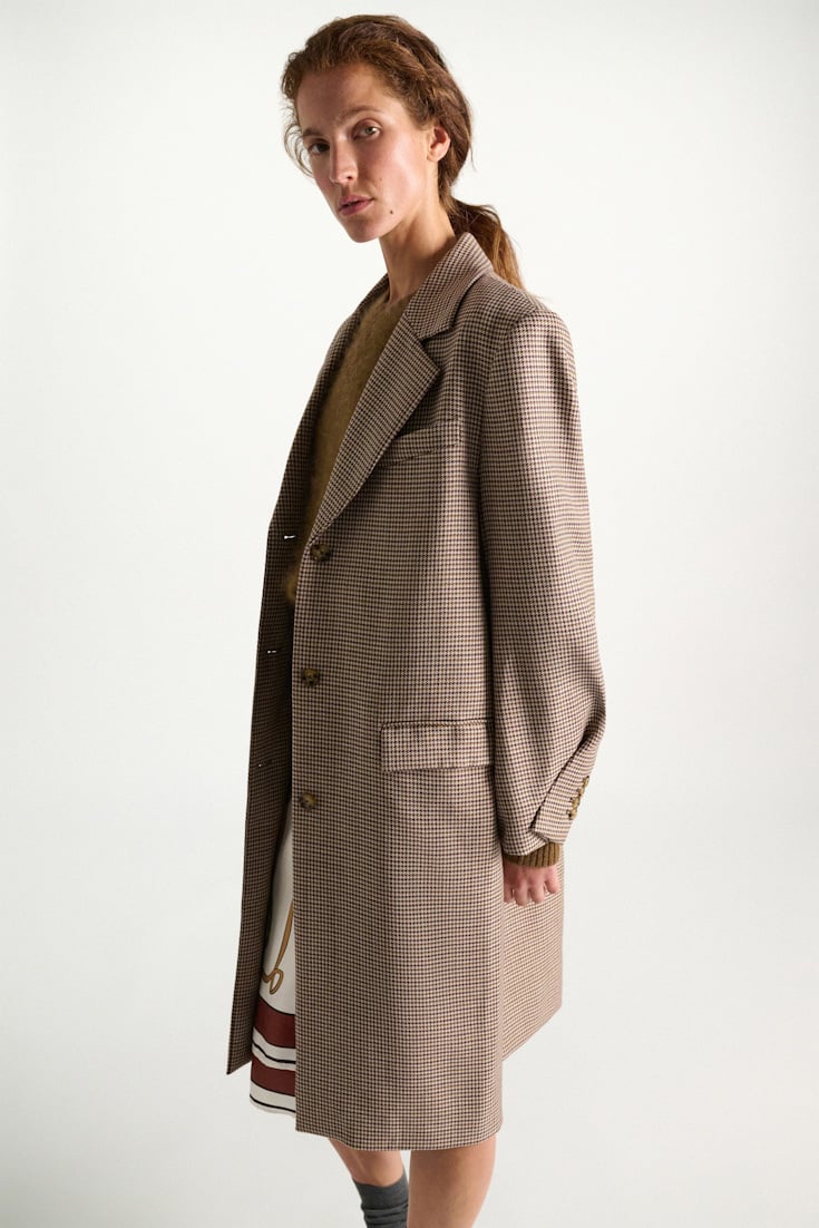 Dorothee Schumacher Virgin wool checked coat beige check