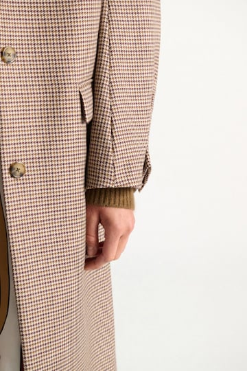 Dorothee Schumacher Virgin wool checked coat beige check