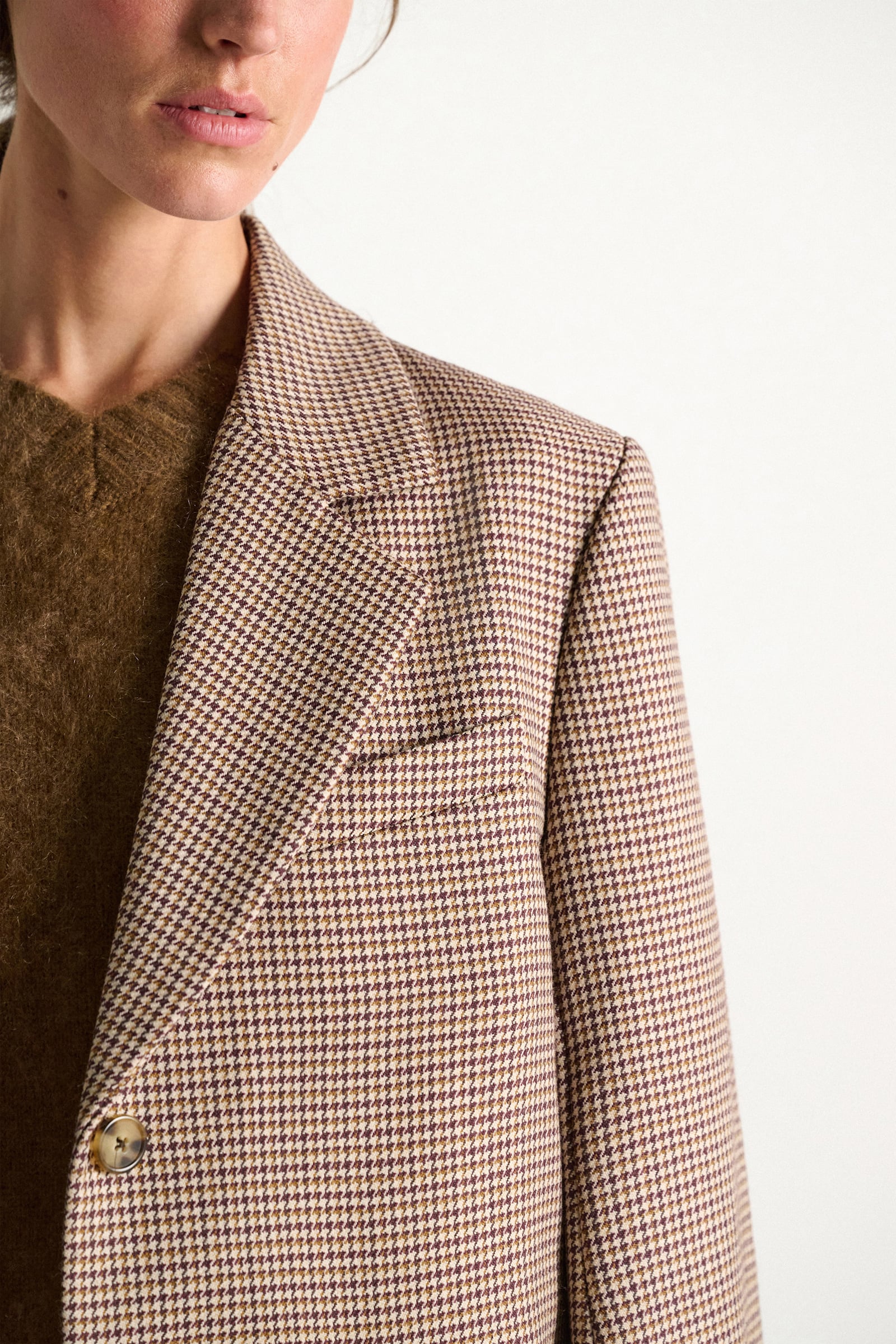 Dorothee Schumacher Virgin wool checked coat beige check
