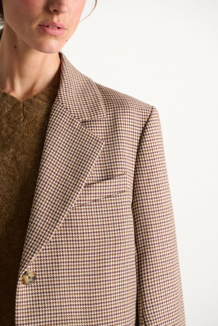 Dorothee Schumacher Virgin wool checked coat beige check
