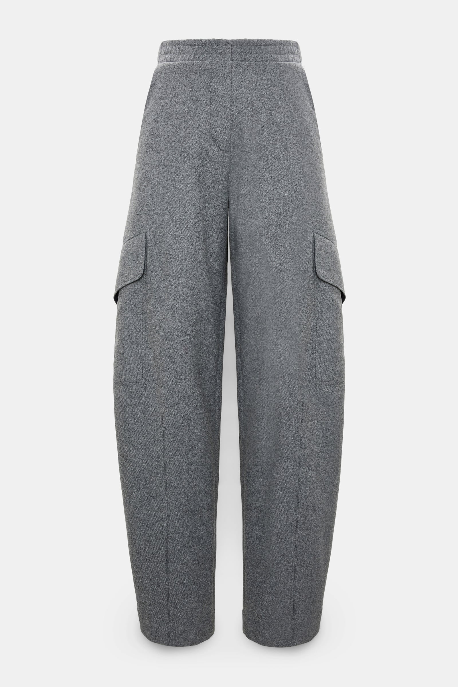 Dorothee Schumacher Flannel barrel leg cargo pants grey melange Product Front View
