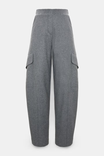 Dorothee Schumacher Flannel barrel leg cargo pants grey melange Product Front View