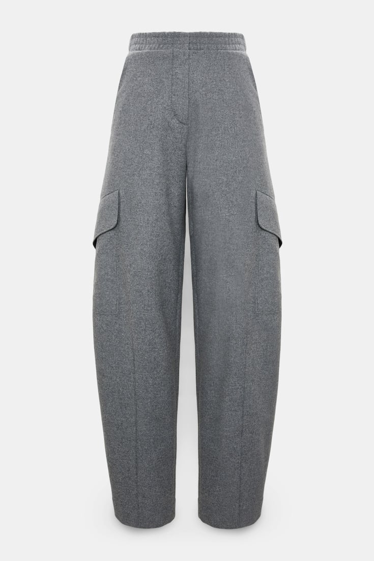 Dorothee Schumacher Flannel barrel leg cargo pants grey melange Product Front View