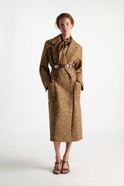 Dorothee Schumacher Bouclé herringbone tweed coat saffron tweed