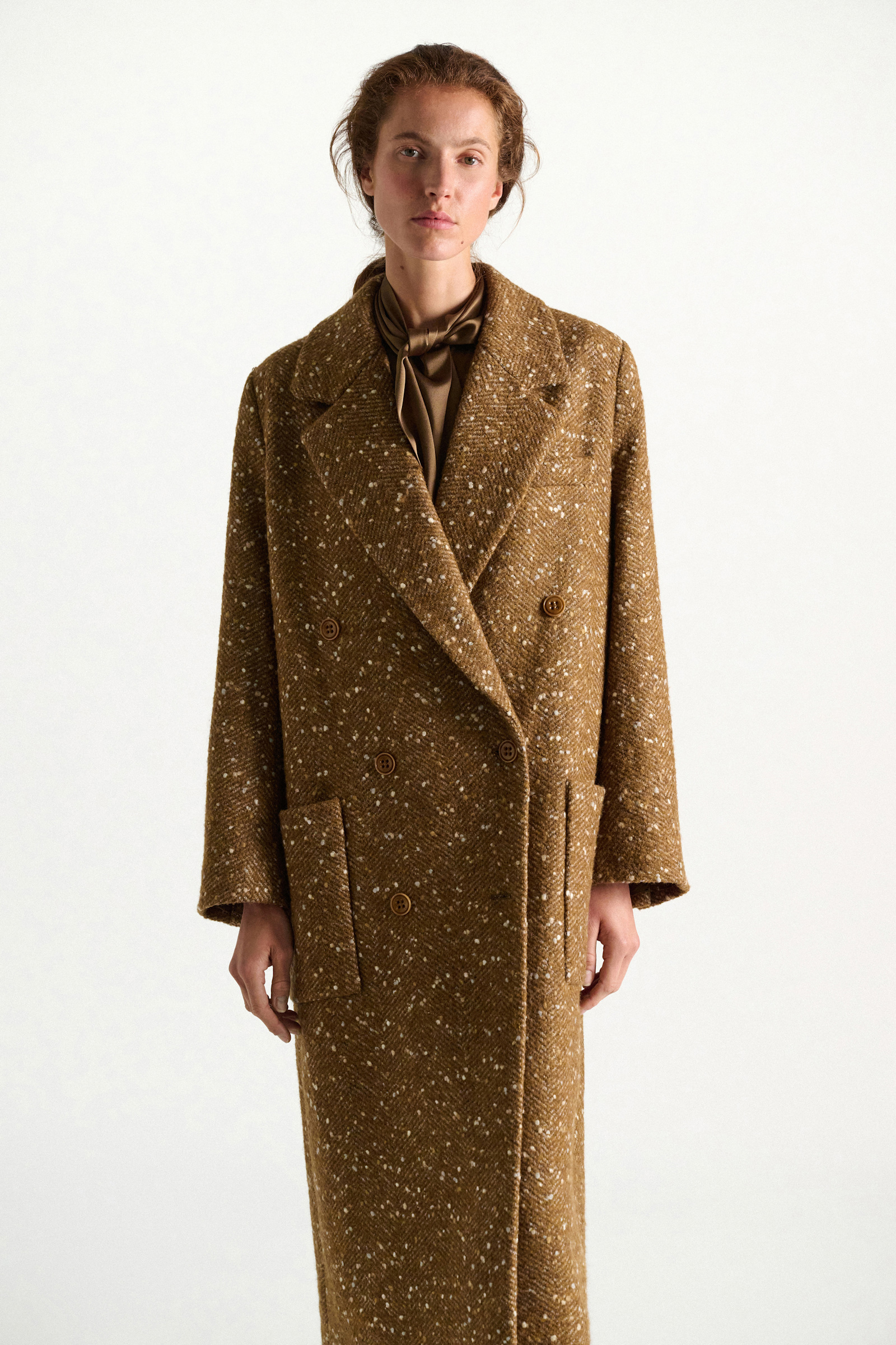 Dorothee Schumacher Bouclé-Herringbone-Mantel aus Tweed saffron tweed