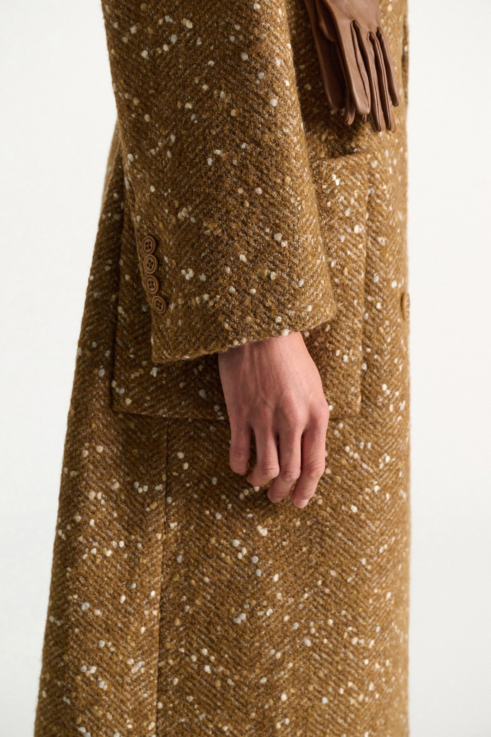 Dorothee Schumacher Bouclé-Herringbone-Mantel aus Tweed saffron tweed