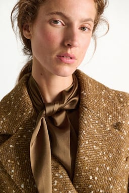 Dorothee Schumacher Bouclé herringbone tweed coat saffron tweed
