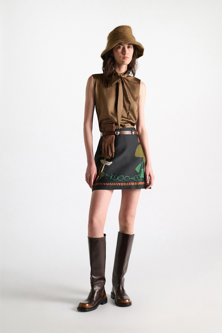 Dorothee Schumacher Jacquard mini-skirt mushroom jacquard