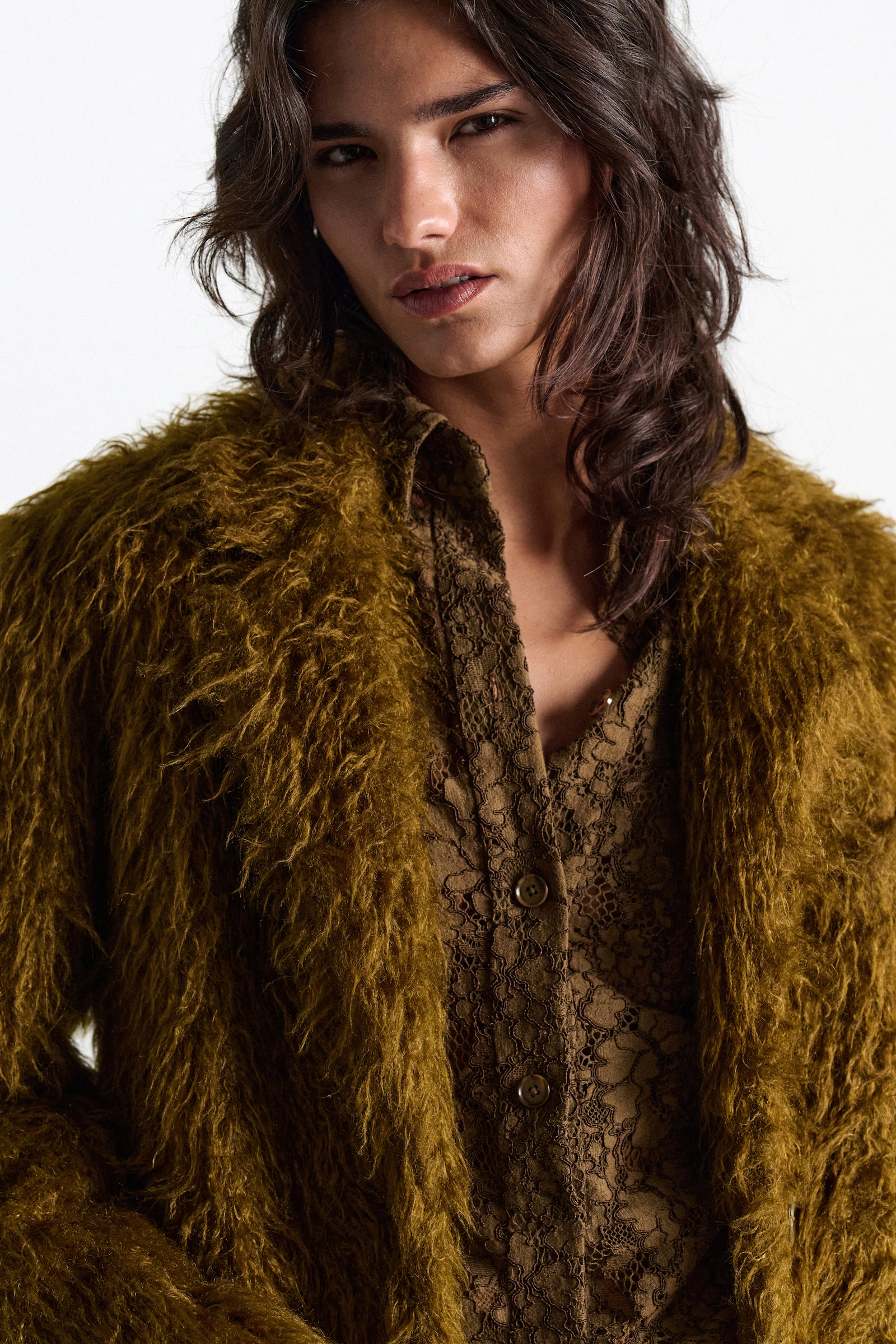 Dorothee Schumacher Faux fur coat porcini Model Detail View