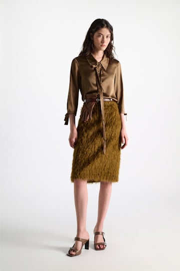 Dorothee Schumacher Slim satin blouse with ties porcini