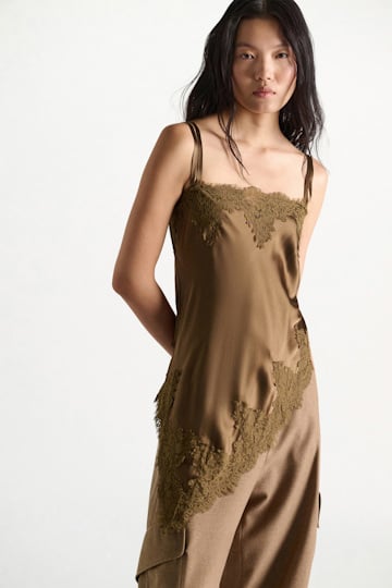 Dorothee Schumacher Negligee-Top aus Seiden-Stretch-Satin porcini