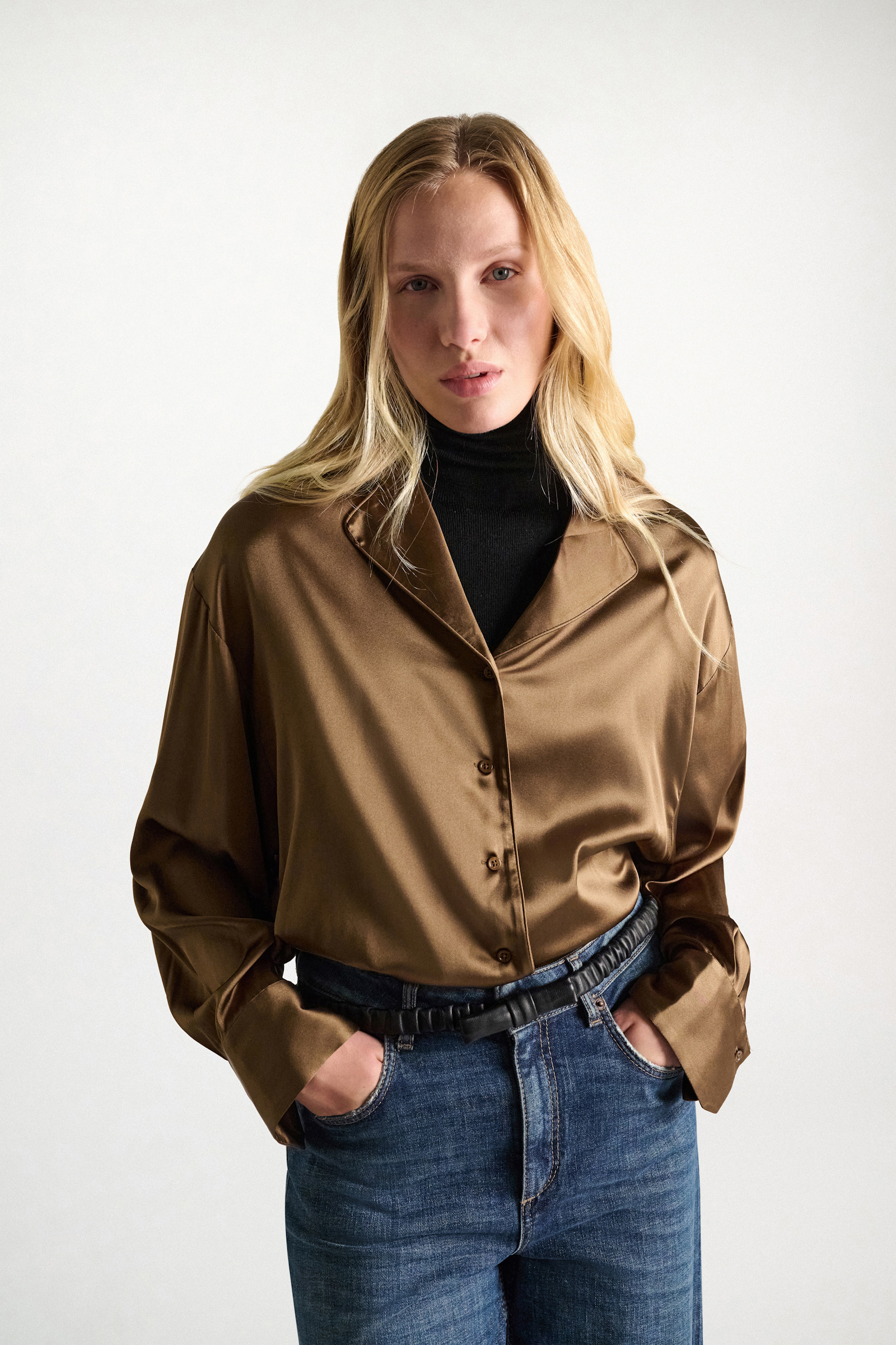 Dorothee Schumacher Oversized satin blouse porcini
