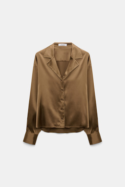 Dorothee Schumacher Pyjama-Bluse aus Seiden-Stretch-Satin porcini