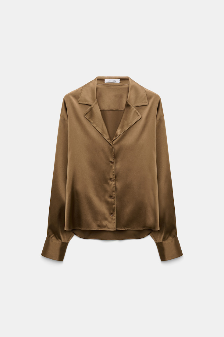 Dorothee Schumacher Oversized satin blouse porcini