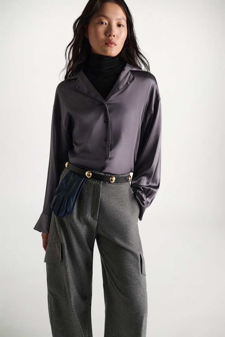 Dorothee Schumacher Oversized satin blouse dark oyster